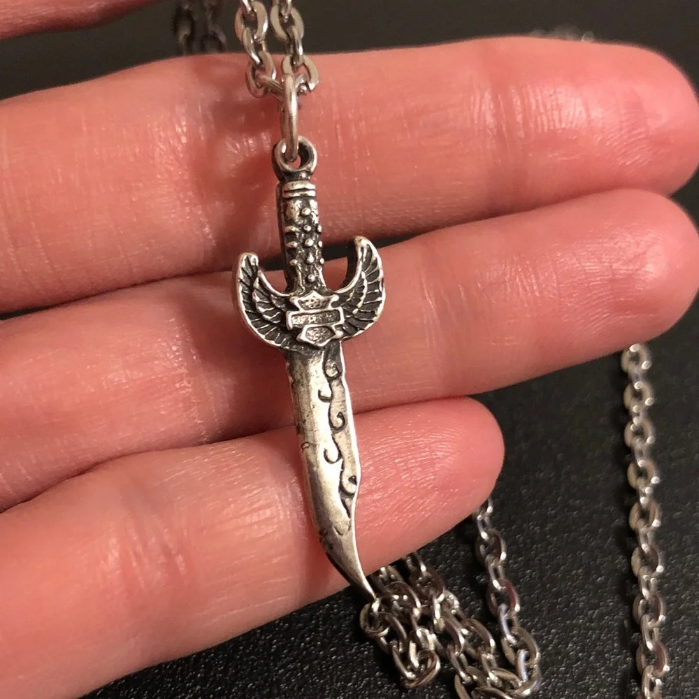 Harley Davidson Silver-Tone Dagger Pendant Necklace